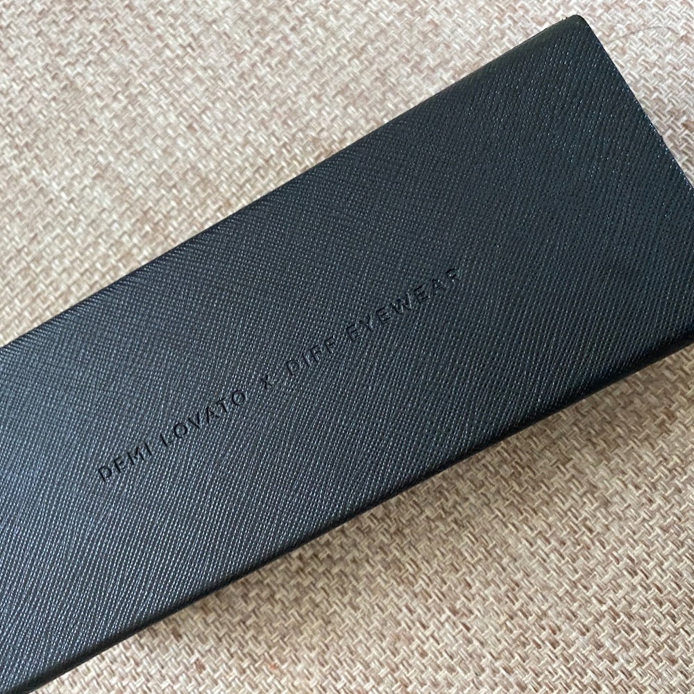 Demi Lovato and Diff Eyewear; hardcover eyeglass case, black